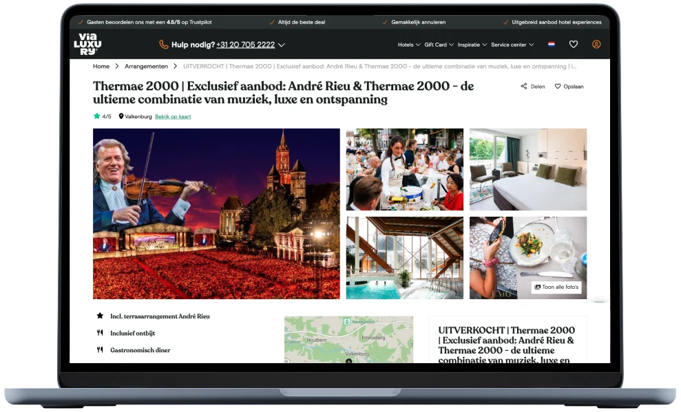 Das Arrangement von André Rieu und Thermae 2000 auf vialuxury.com