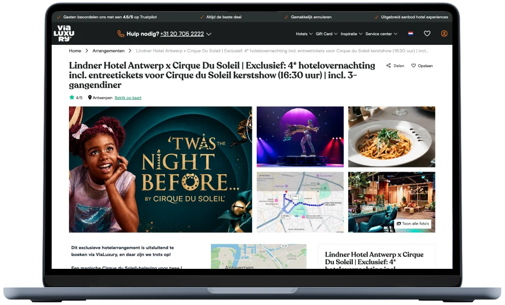 Das Arrangement von Cirque du Soleil und Lindner Hotel Antwerp auf vialuxury.com